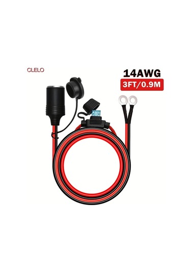 Boatshop1 Clelo Araba Kadın 10ft 3m 12 24v Güç Kaynağı Araba Fişi 14 Awg Kablo 15a Sigorta Ağır Hizmet Dc Fiş Priz Uzatma Terminalli Pil Türü