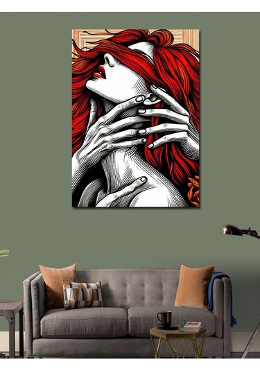 Kanvas Tablo Kırmızı Saçlı Kadın Figürü 100cmx140cm