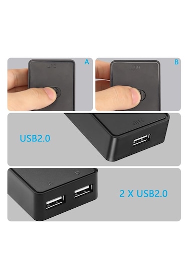 Usb 2.0 To Kvm Switch 2 Port Çoklu Pc Kasa Çoklayıcı Hub Anahtar