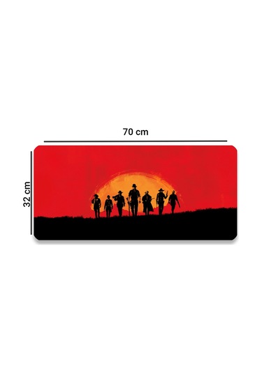 Sonictouch Red Dead Redemption Kaymaz Gaming Oyuncu Masaüstü Dikişsiz Kırmızı Klavye Mouse Pad 32x70cm