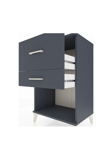 Hyperion Komodin 2 Çekmeceli 60x44x96 Antrasit-antrasit Antrasit