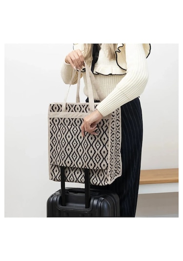 2'li Çok Amaçlı Çanta Ayakkabı Kıyafet Ve Makyaj Çantası Bej