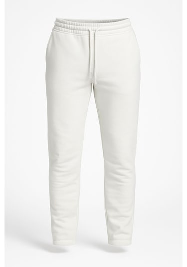 Erkek Düz Paça 3 İplik Şardonlu Rahat Kesim Premium Kumaş Eşofman Altı Ekru