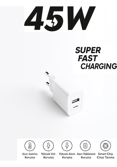 45w Çoklu Şarj Adaptörü Ultra Hızlı Realme 7 Ve 7 Pro Uyumlu Qc 3.0 + Pd