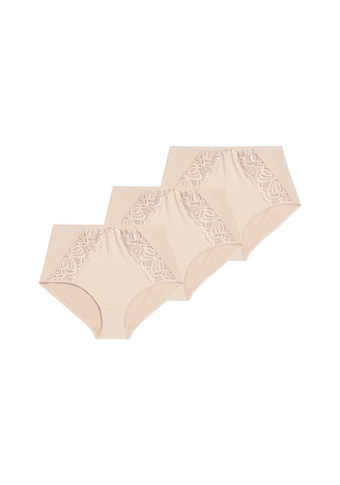 Marks & Spencer 3'lü Amelia Dantelli Full Brief Külot Bej