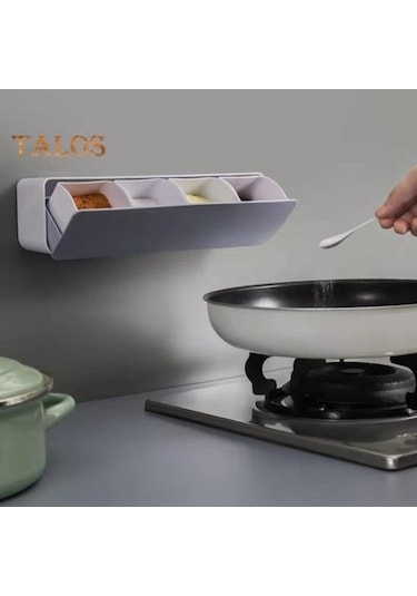 Pazly Şeffaf Kapaklı Büyük Kapasiteli Toz/su Geçirmez Duvara Monte Baharat Kutusu Kaşık Seti İle Şeffaf