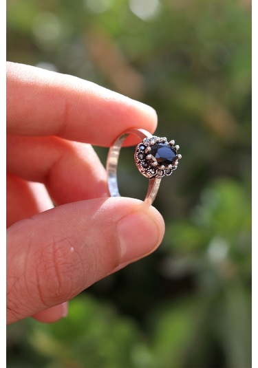 Oniks Taşlı 925 Ayar Gümüş Markazit Kadın Yüzük 201024753 Gümüş