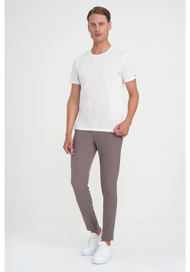 Comfort Fit Bisiklet Yaka Viskon Karışımlı Casual Beyaz Tişört Ts 902 Beyaz