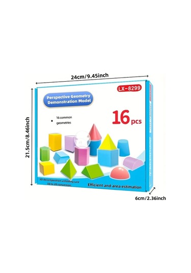 Willowhaven 16 Parça Geometrik Şekil Modeli 3d 2d Analiz Eğitim Seti