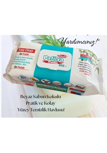 Pafilya Beyaz Sabun Yüzey Temizlik Havlusu 102 Li Easy Clean Karbonat & Sirkeli İz Bırakmaz