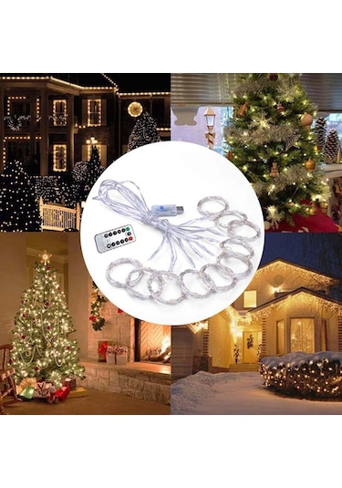Uzaktan Kumandalı USB 8 Animasyonlu 2x2 M 10 Saçak 200 Led Peri Telli Perde Led Renkli