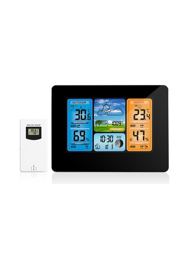 Xindoker Siyah Renkli 6.6" Lcd Ekranlı Hava Durumu Takvimi - Sicaklık, Nem, Barometre, Alarm Ve Ay Fazı Gösterimi Siyah