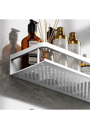 Banyo Rafı 30/40/50 Cm Mutfak Duvar Rafı Duş Tutucu Depolama Beyaz