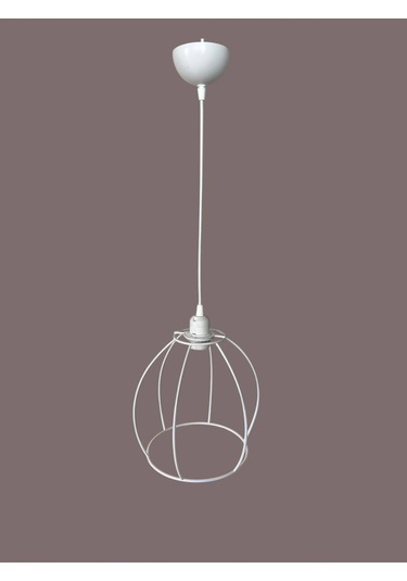 Yarım Küre Avize Teli , İskeleti 20x24 Cm Beyaz Statik Boyalı Duy Takımı Dahil Beyaz