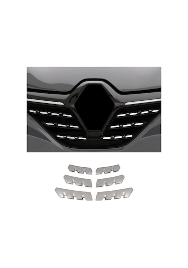 Renault Clio 5 Uyumlu 2019 Ve Üzeri Krom Ön Panjur 6 Parça Paslanmaz  Çelik