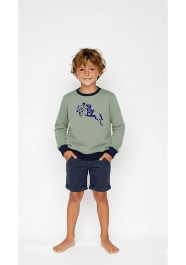 Coupon Çocuk Sweatshirt / Logo Baskılı Su Yeşili