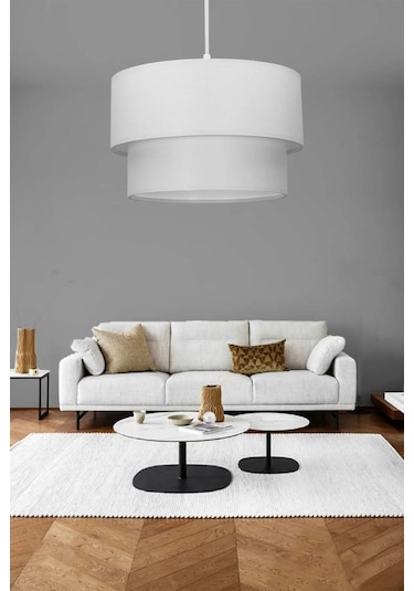 Retro Avize Beyaz Kumaş Pasta Sarkıt Pav42 Beyaz