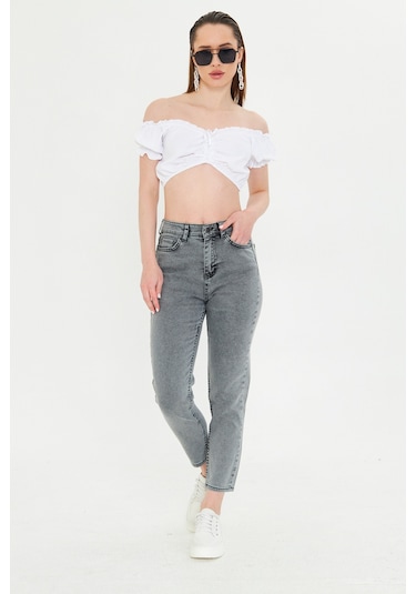 Kutaf Antrasit Slim Fit Mom Jean Antrasit