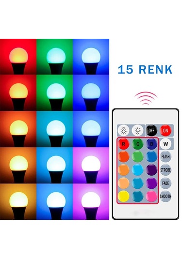 Ayt Ledx Al-ll9rgb 9w Kumandalı Rgb Renkli Led Ampul Aydınlatma E27 800 Lümen