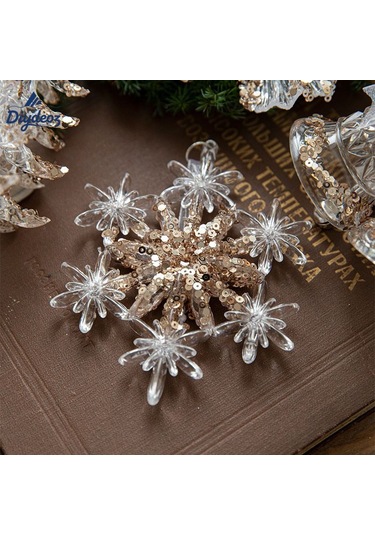 Geeksen Noel Açık Akrilik Yıldız Askılı Dekorasyonu - Parlak Yamaçlı Çift Zilli Ağaç Süs Eşyası