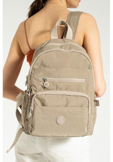 Klinkır Kadın Sırt Çantası Hafif Su İtici Kumaş Günlük Kullanım İçin İdeal 37 27 Cm Anne Bebek Çanta Vizon