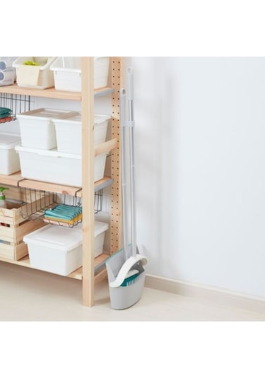 Ikea Katlanır Faraş ve Süpürge Turkuaz Gri