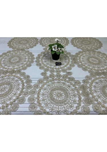 Nivemeshome Bej Örme Takım 7 Parça Sunumluk Seti Runner + Supla 6 Adet Bej