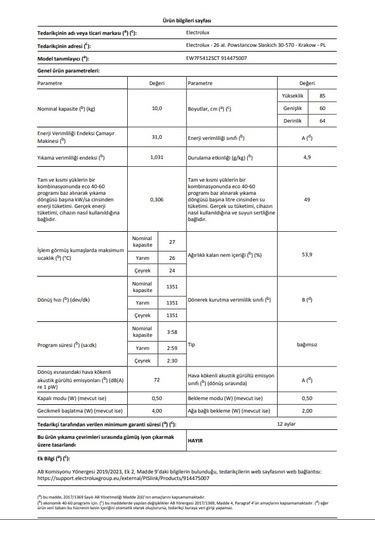 Electrolux 700 Serisi Steamcare EW7F5412SCT 1400 Devir 10 KG Wi-fi Çamaşır Makinesi