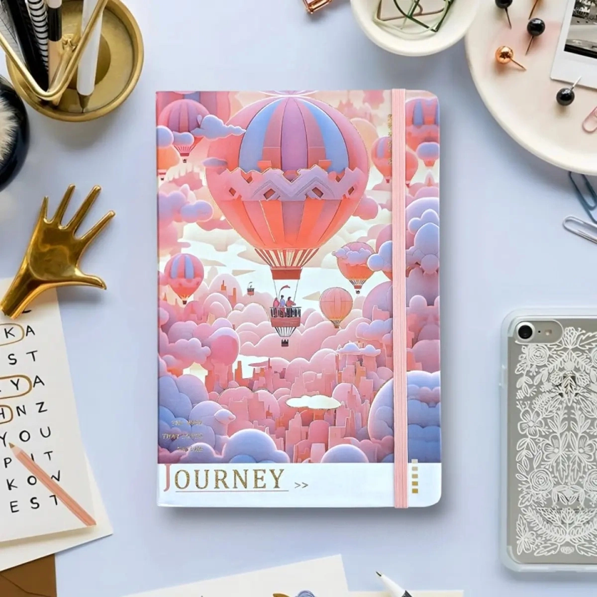 Ajanda Günlük Çizgili Not Defteri Notebook Pembe Balon Pembe