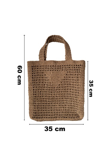 Doğal Hasır Plaj Çantası Bohem Tarz, Yazlık El Yapımı Model Hasır