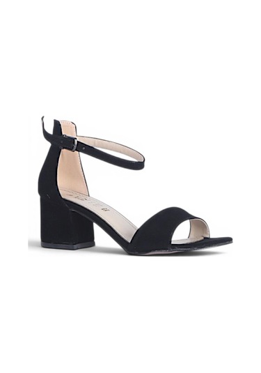 Ayakcenter Byn Ayışığı By38 Süet Siyah Kadın 7 Cm Topuklu Sandalet
