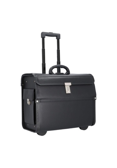 Alassio 2 Tekerlekli Pilotentrolley 46 Cm Laptop Bölmeli, Siyah, Suni Deri