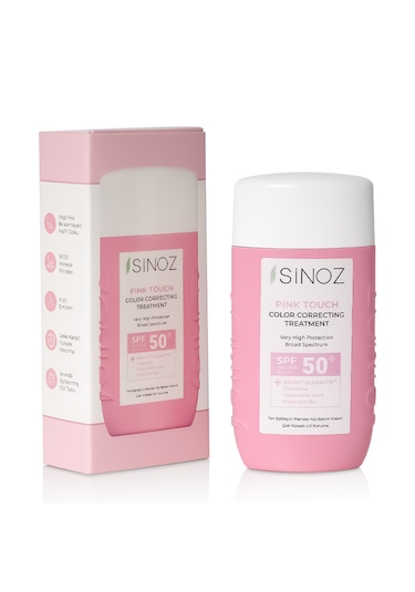 ﻿Sinoz Pink Touch Yüksek Koruyucu Ton Eşitleyici Pembe Yüz Güneş Kremi SPF50+ 50 ML