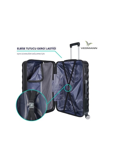 Vegmann Delphin Siyah Orta Boy Valiz Siyah