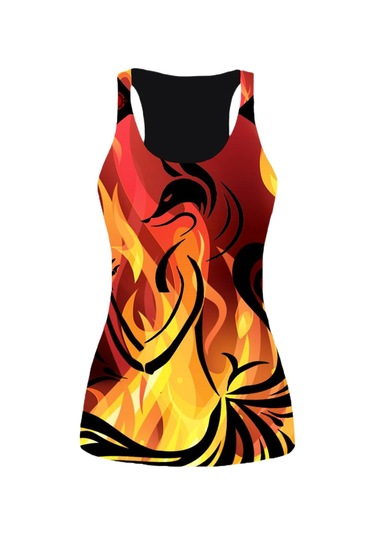 Kırmızı 3d Baskı Kaplan Tankı Üstleri Kadınlar İçin Egzersiz Yoga Spor Salonu Alev Phoenix Baskılı Yaz Spor Gömlek Artı Boyutu Yelekler Kadınlar İçin