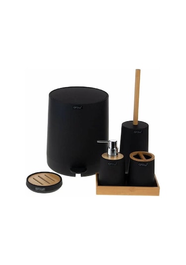 AROW ALESSİA 6 PARÇA AKRİLİK BANYO TAKIMI SİYAH Siyah