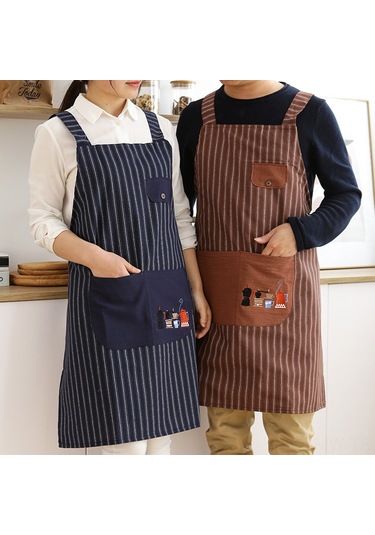 Moveevo Koton Unisex Fırça Desenli Apron: Mutfak, Çizim, Geliştirme İçin Dayanıklı Koruyucu Cila Lacivert Diğer