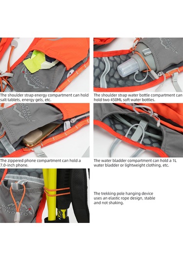 Inoxto-naylon Hidrasyon Paketi 5l Hidrasyon Sırt Çantası Koşu Y28501c Turuncu