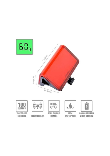 Eastpower Braviga LW-R200 100 Lümen Arka Lamba USB Şarjlı Siyah
