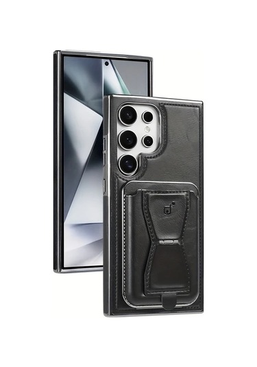 Turcoshop11 Galaxy S24 Ultra Manyetik Kartlık Yüksek Kalite Suni Deri Kılıf Brown