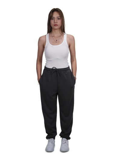 Kadın Modal Kumaş Gri Jogger Pantolon Gri