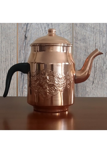 Binbir Trend Işlemeli Battal Boy Bakır Kahveci Demliği 2.3 L Bakır