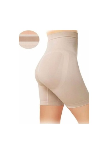 Kadın Dikişsiz Yüksek Bel Paçalı Korse Ten