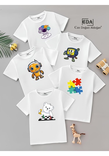 Cda Bilim 5li Çocuk Tshirt Beyaz