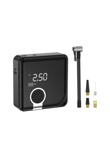 Zc-001 Taşınabilir Powerbankli Kendinden Şarjlı Siyah Dijital Ekranlı Hava Kompresörü