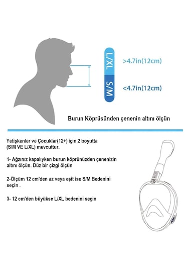 Şnorkel Dalış Maskesi Kamera Montajlı, Buğu Önleyici Mavi L-xl