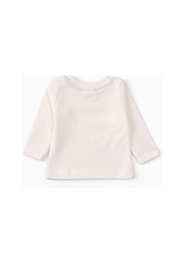 Baykuş Desenli Bebek Uzun Kollu Tişört Ecru - Ekru