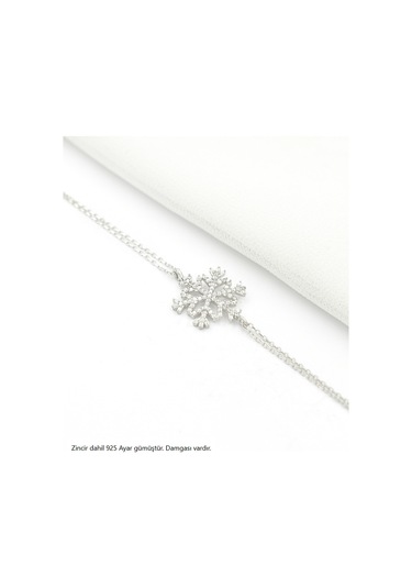 Diamond Seri Zirkon Taşlı Kar Tanesi Snowflake Gümüş Bileklik Gümüş