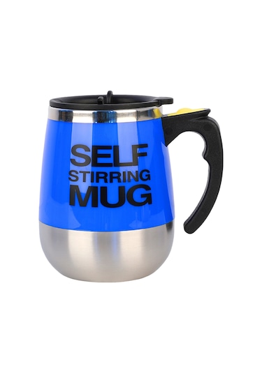 Xindoker 400ml Otomatik Çay Kahve Karıştırıcı Bardak, Elektrikli, Kapaklı, Isıya Dayanıklı, Çift Katlı, Çeşitli İçecekler İçin Mavi