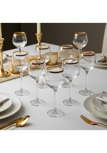 6 Lı Altın Detaylı Kahve Yanı Bardağı Seti Altın